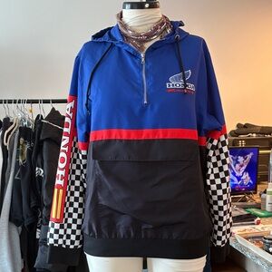 Forever 21 Blue and Black Checkered Racing Jacket